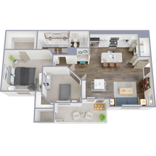 2 Bed x 1 Bath 2307 floor plan